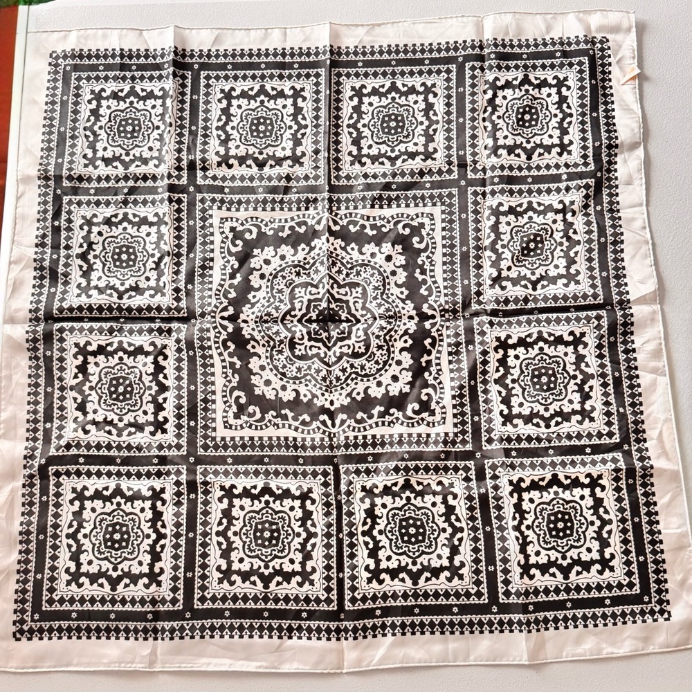 Black and White Paisley Bandana Scarf